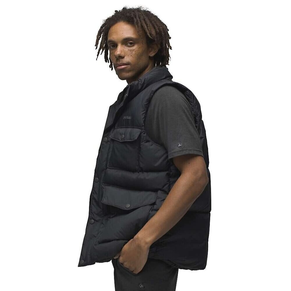 Men's PrAna Timber Trail Vest XLarge Black down vest Standard fit, pockets, warm